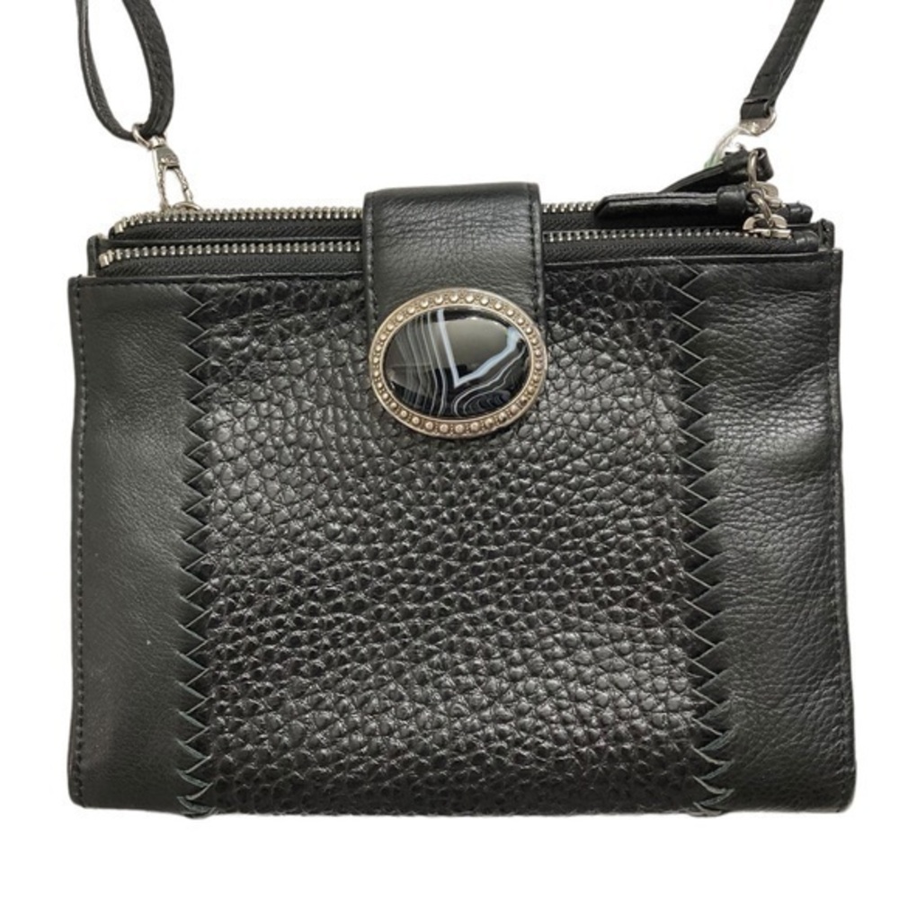 Brighton black pebbled leather messenger crossbody bag